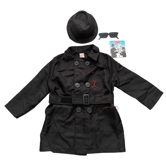 New Melissa and Doug Kids Unisex Size 5-8 Yrs Black Spy Role Play Set Costume - Picture 1 of 13